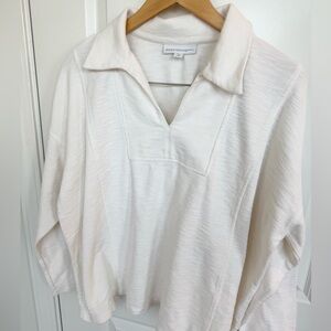 Pure Jill Organic Cotton Textured Pullover  White medium sweater J. Jill
